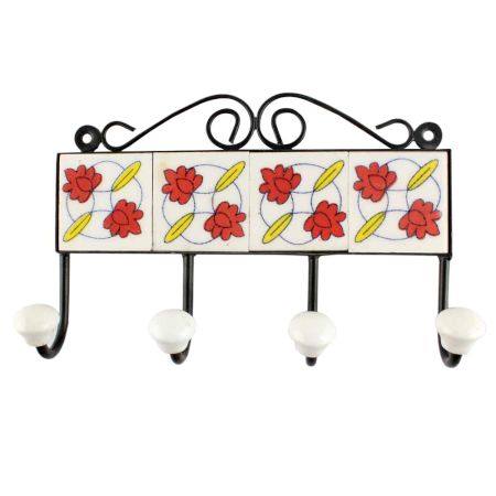 Red Tiny Flower Ceramic Tile Hook Online
